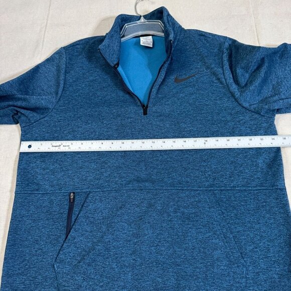 Nike Therma Fit Blue Half-Zip Heathered Pullover Sweatshirt Front Pocket XL - Picture 6 of 9